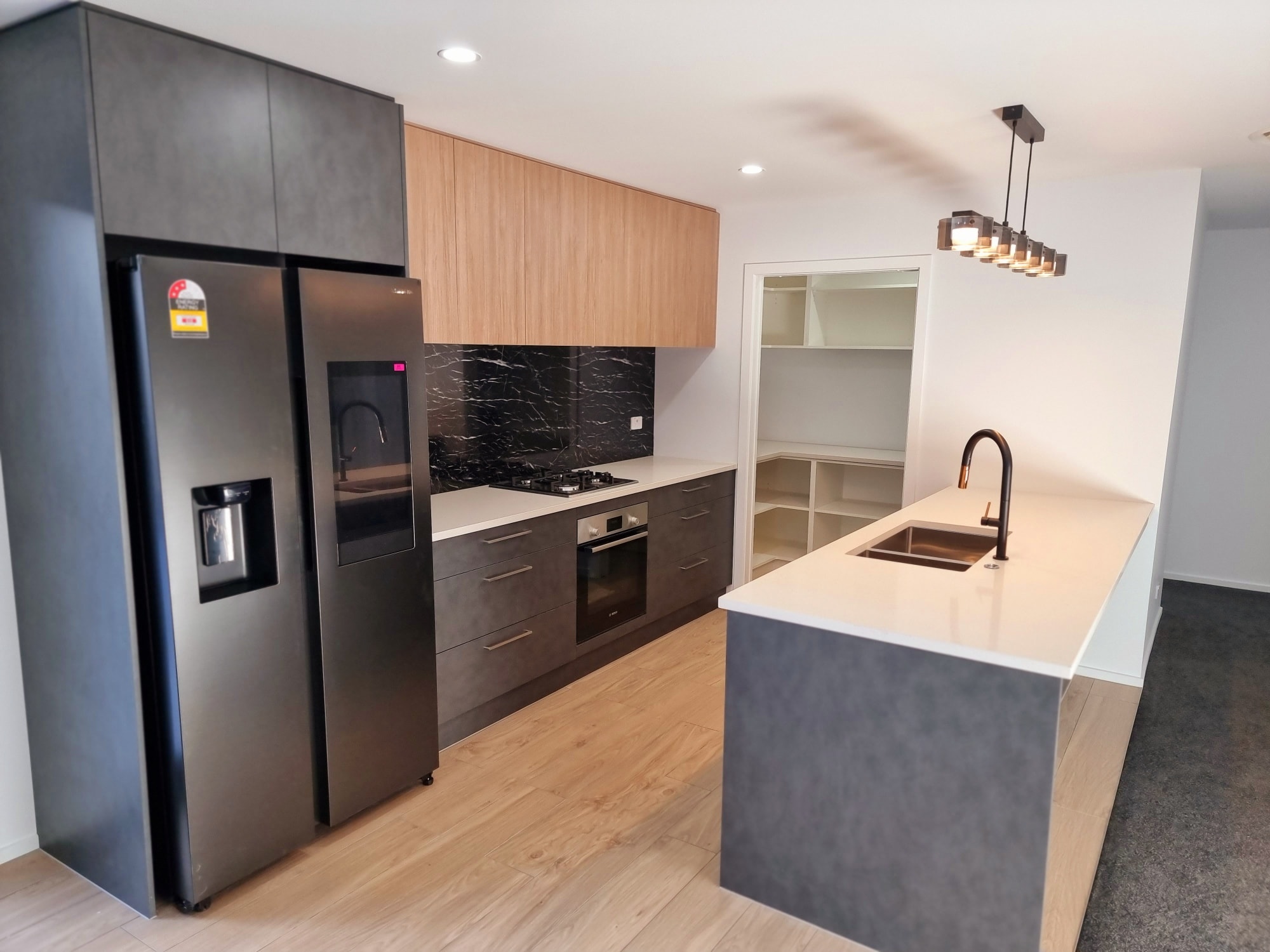 Completed kitchen and living renovation by CS Built